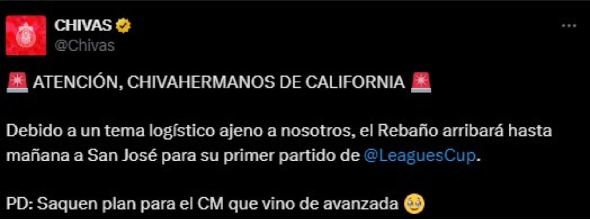 Otro ridículo de Chivas: avión que los llevaría a California no despegó por insólito motivo
