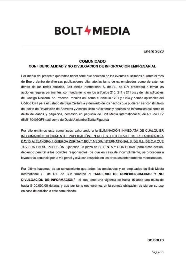 Exhiben a Bolt Media por no pagar prestaciones; empresa amenaza con demandar a trabajadores ante acuerdo de confidencialidad