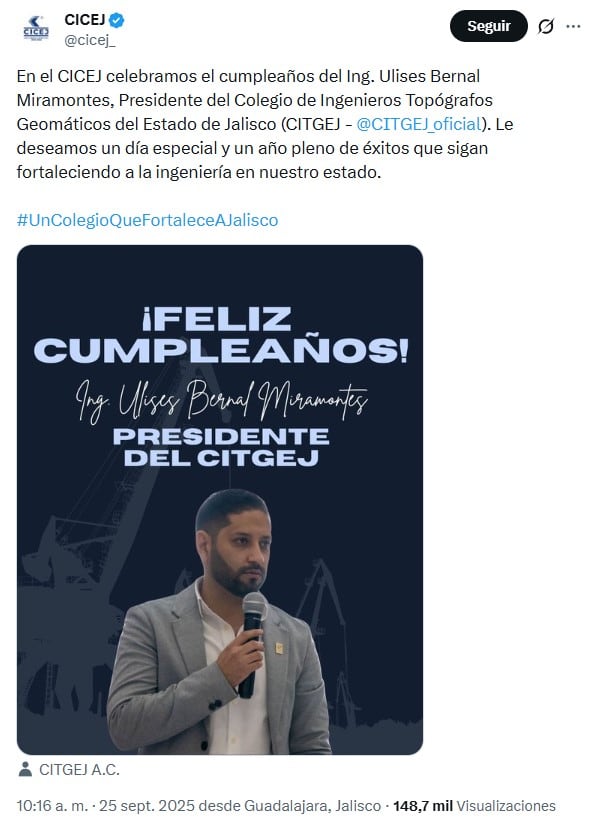 Felicitación CICEJ a Ulises Bernal Miramontes