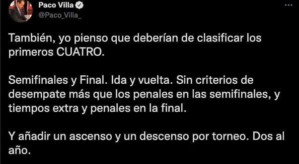 Paco Villa propuso un nuevo formato para la Liga MX
