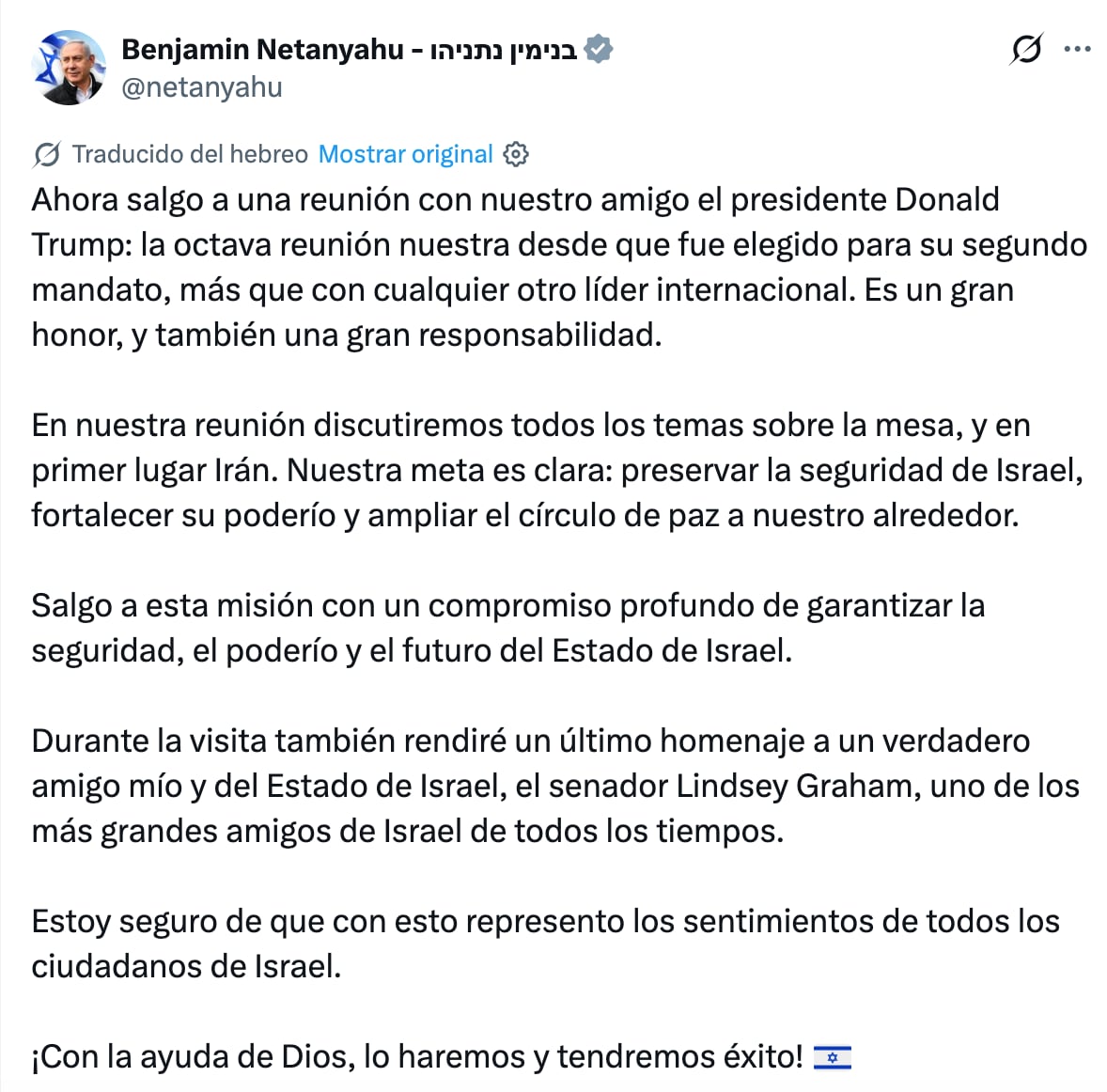 Benjamin Netanyahu anunció reunión con Donald Trump en Estados Unidos