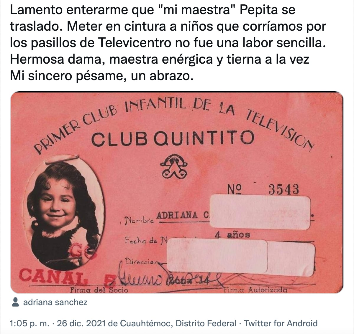 Mensaje a Pepita Gomís