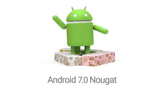 La mascota de Android sobre 'nougats' de varios sabores.