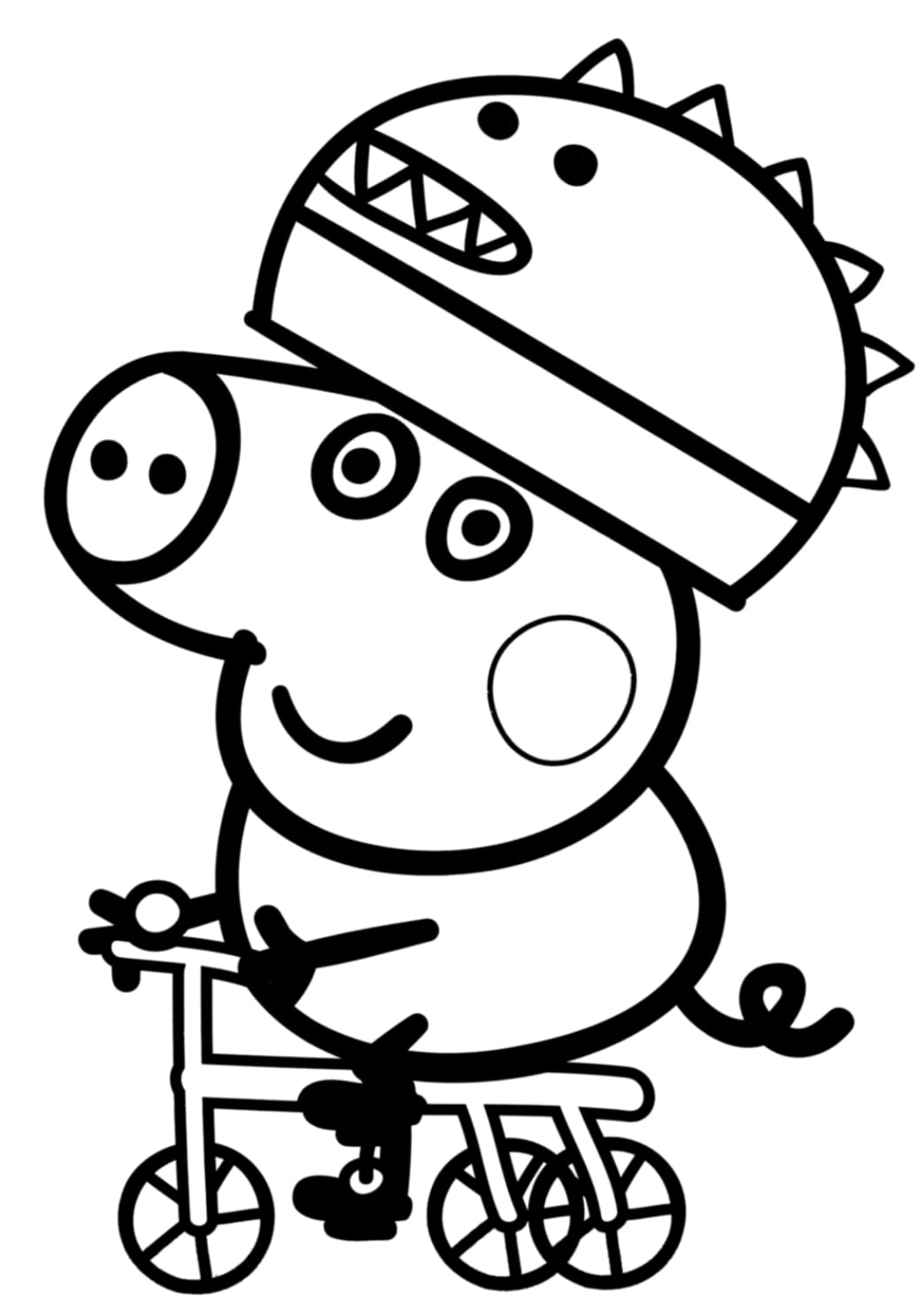 George de Peppa Pig con su bicicleta en primavera