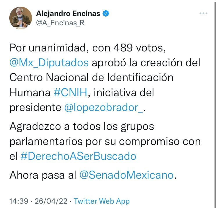 Alejandro Encinas sobre la creación del CNIH