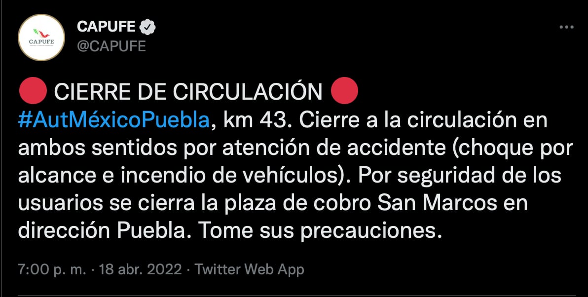 Se registra accidente múltiple en Autopista México-Puebla
