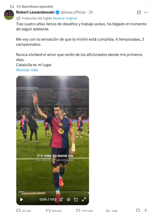 La despedida de Robert Lewandowski