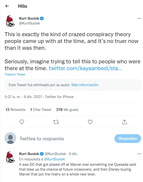 Hilo de Twitter de Kurt Busiek para explicar el fin de los crossovers entre Marvel y DC