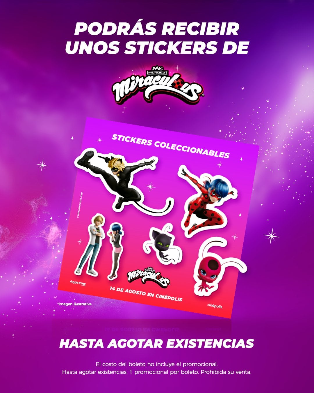 Stickers coleccionables de Ladybug y Cinépolis