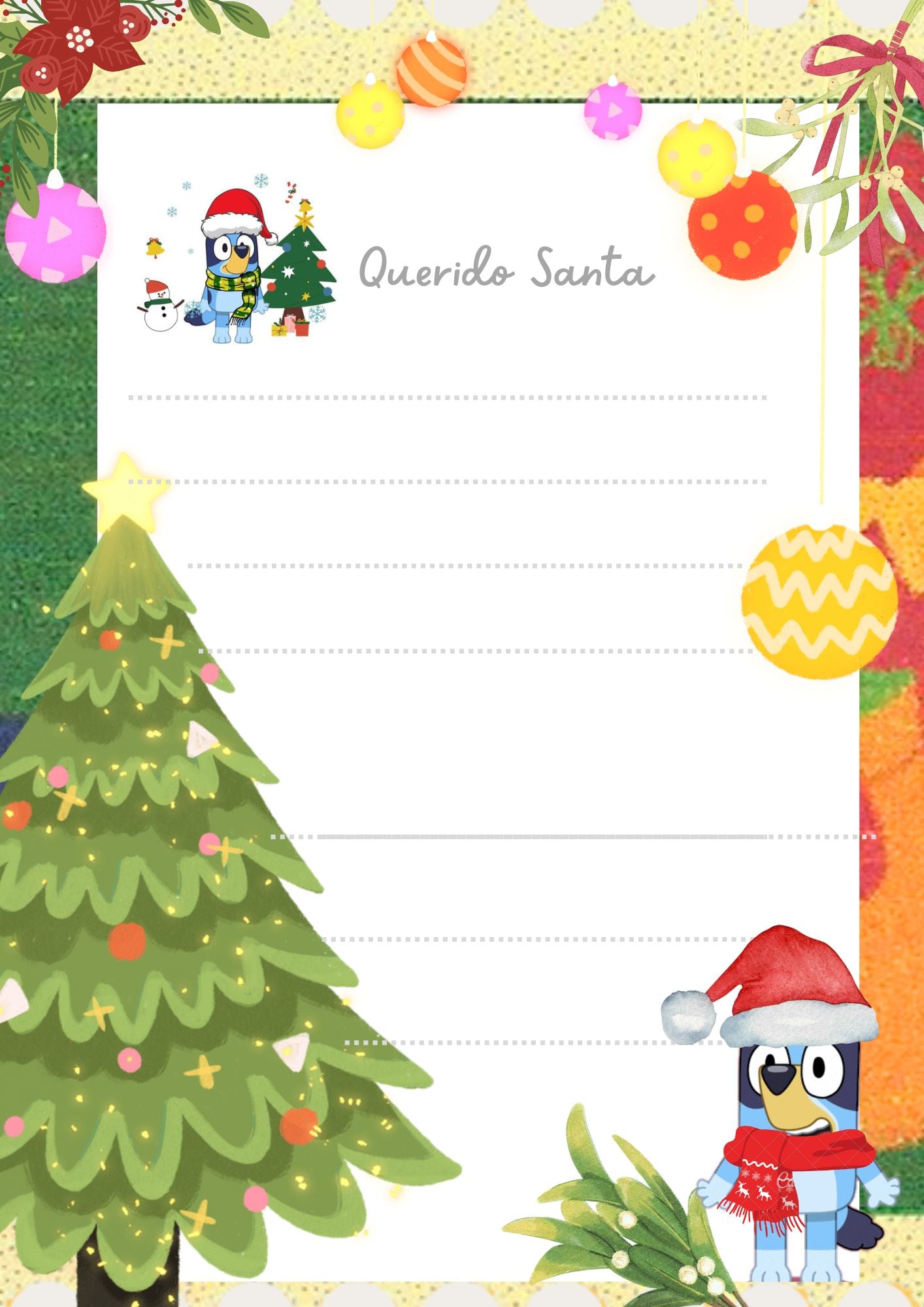 Carta para Santa Claus de Bluey: 5 plantillas sencillas para editar e imprimir