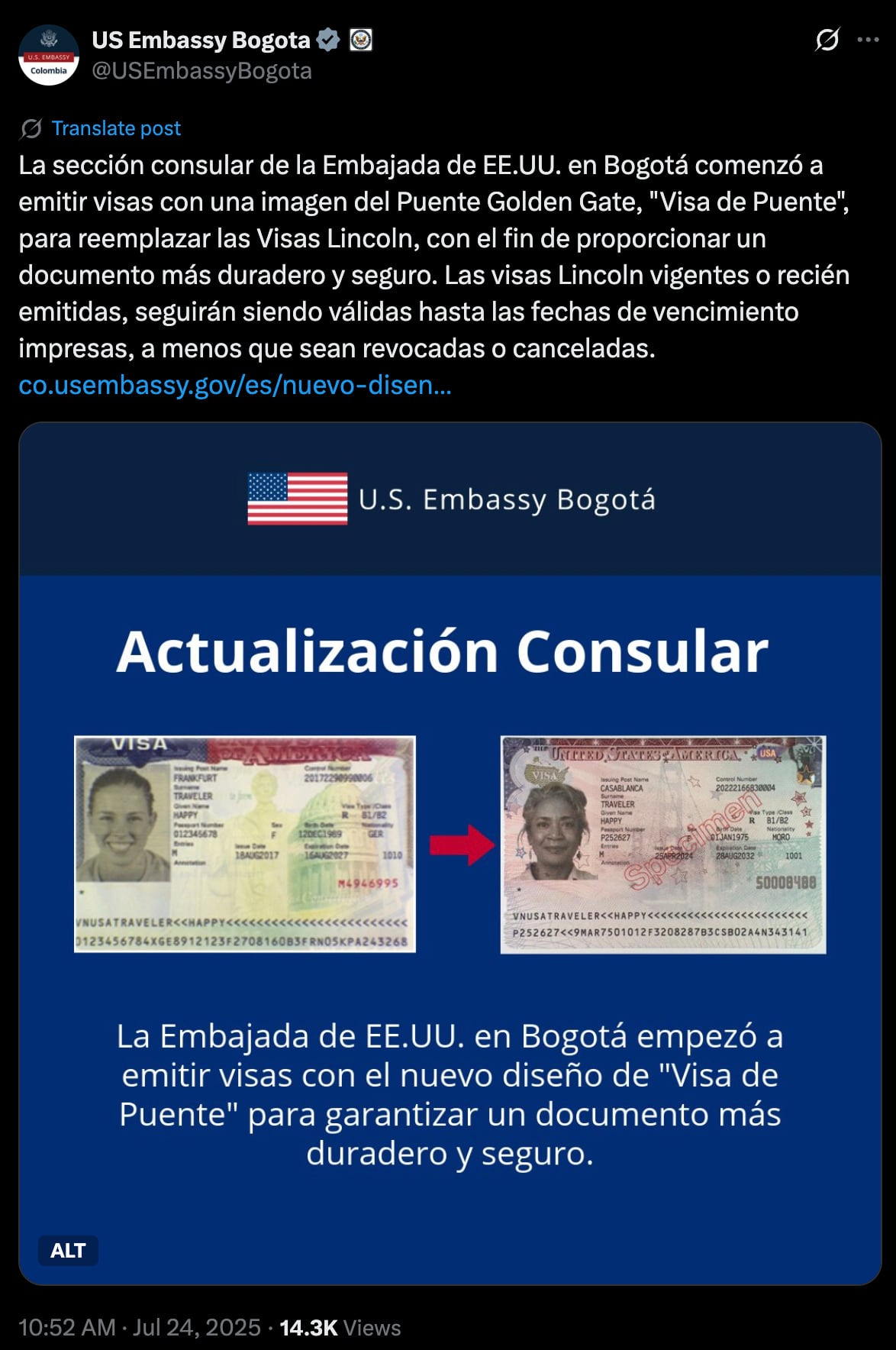 Visa de Estados Unidos para Colombia