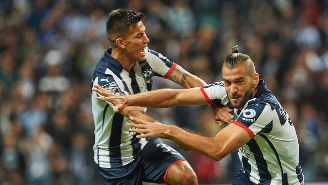 Nico Sánchez celebra su gol con Rayados