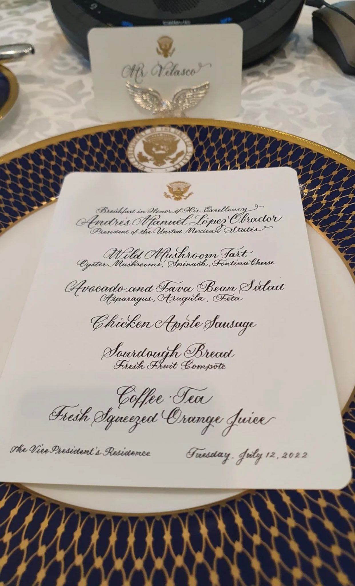Menú del desayuno de AMLO y Kamala Harris