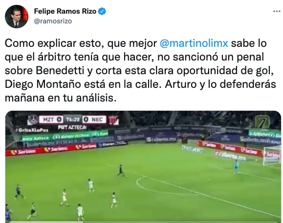 Felipe Ramos Rizo criticó al silbante Diego Montaño
