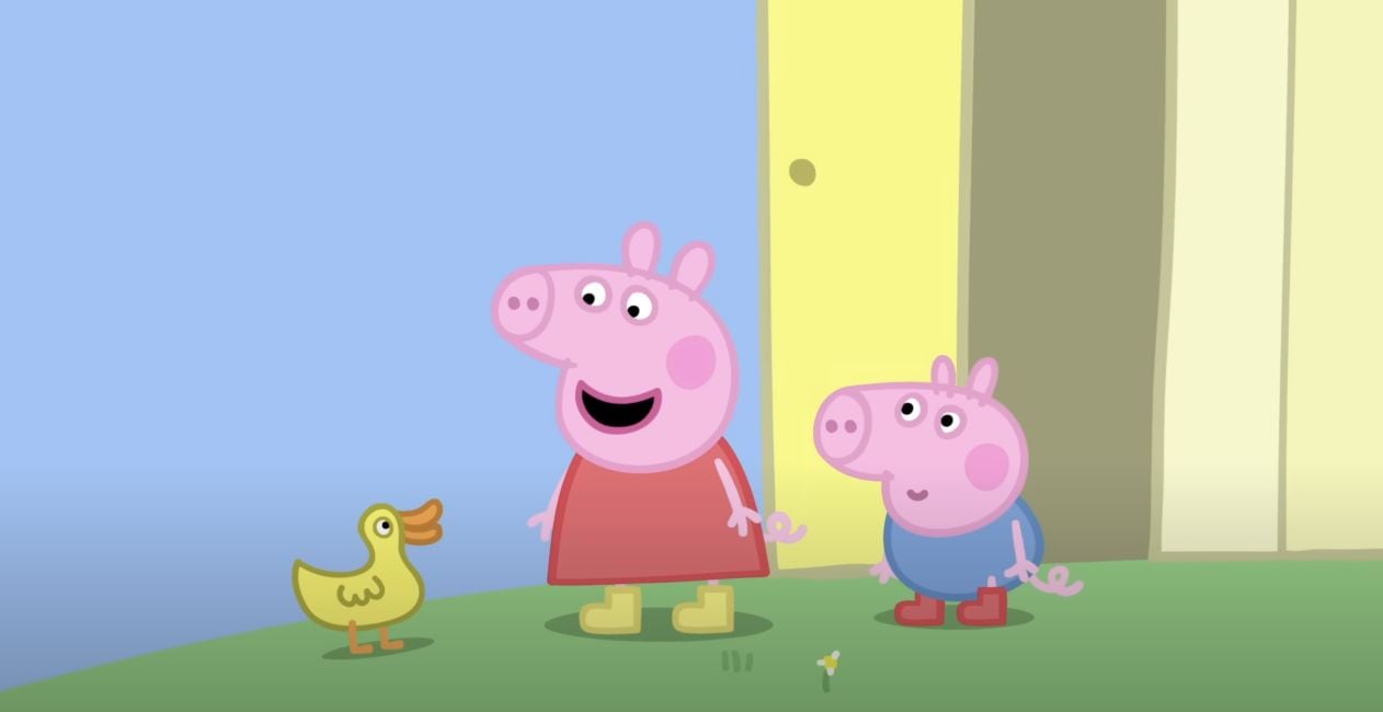 Peppa Pig juega en la lluvia