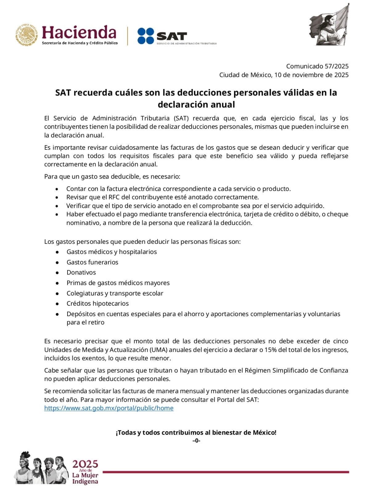 SAT deducciones personales