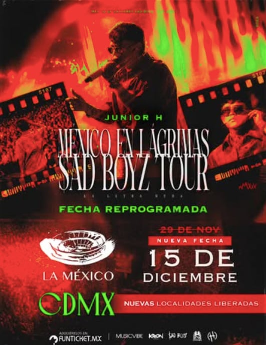 Junior H reprograma su concierto en la Plaza de Toros La México, de 29 de noviembre al 15 de diciembre