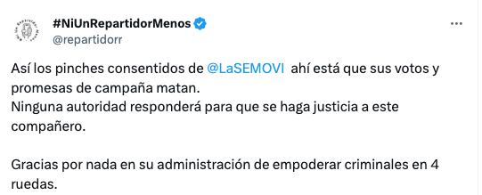 Repartidores se quejan de más muertes en su gremio