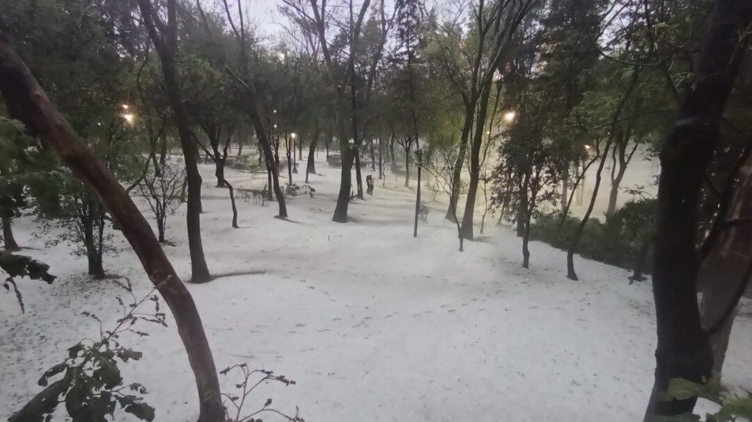 Parque Hundido después de la granizada.