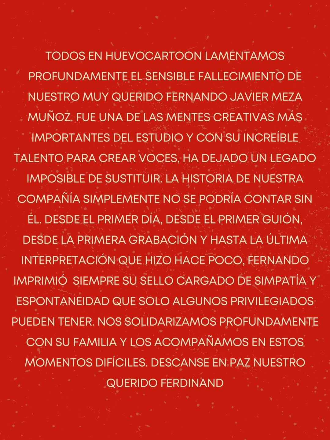 Adiós a Fernando Meza, la icónica voz de HuevoCartoon