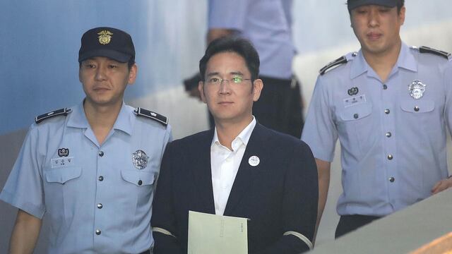 Lee Jae-yong, heredero y vicepresidente de Samsung, durante su llegada al Tribunal Central del Distrito de Seúl.