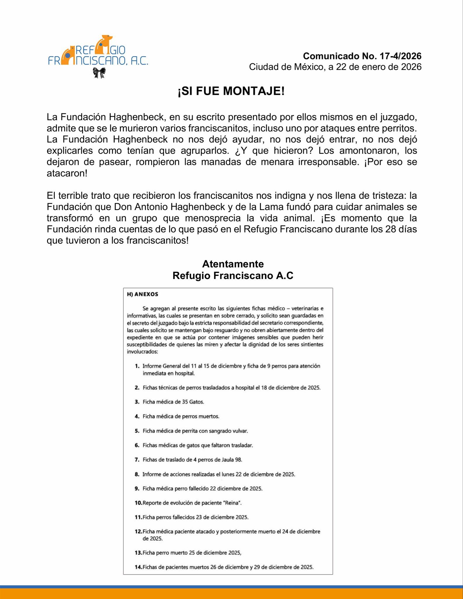 Refugio Franciscano denuncia muerte de animales
