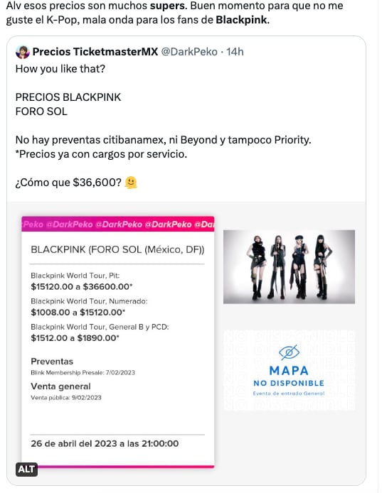 Memes se burlan del supuesto precio de los boletos de Blackpink