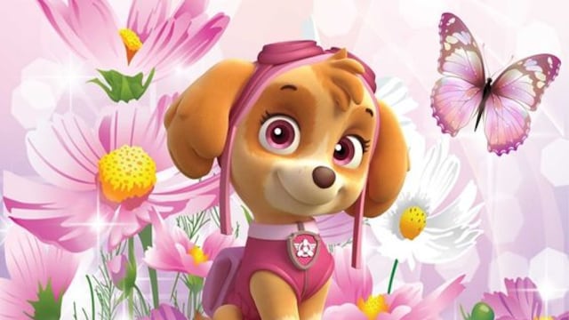 Dibujos de Skye, la perrita de Paw Patrol, con temática de primavera