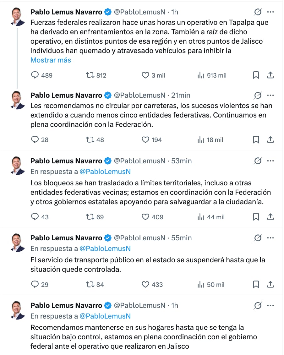 Pablo Lemus sobre violencia en Jalisco