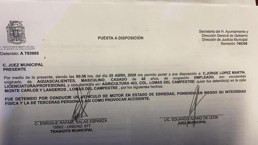 El funcionario fue remitido mediante el folio 745398.