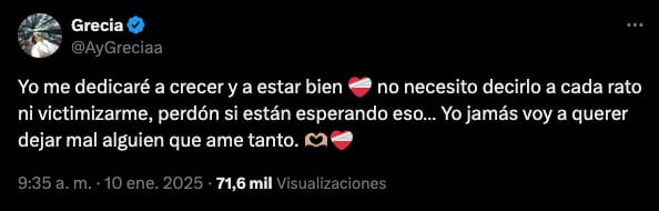 Grecia González lanza tweet ¿con indirecta a Ryan Hoffman?
