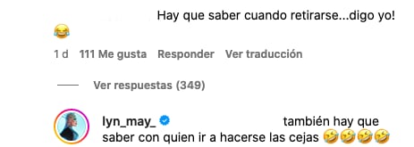 Lyn May responde a hater que la criticó.