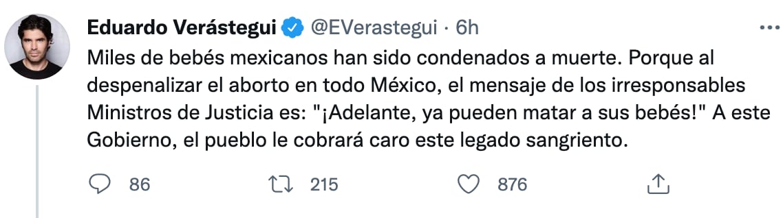 Eduardo Verástegui opina sobre el aborto