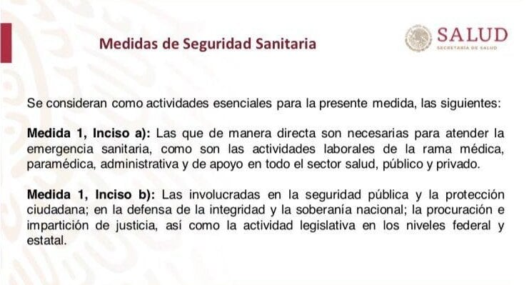 Medidas del gobierno federal