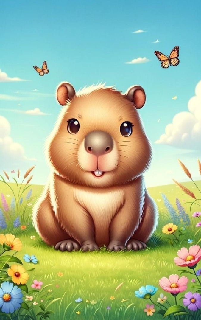 Dibujos de capibara en primavera para colorear