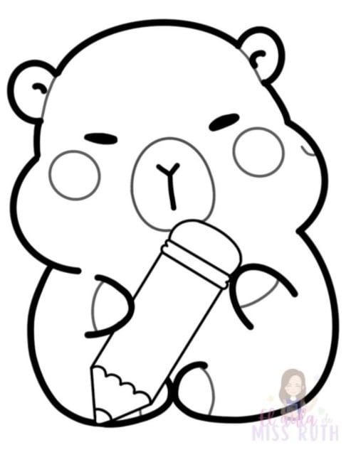 Capibara escribiendo por el Día del Niño