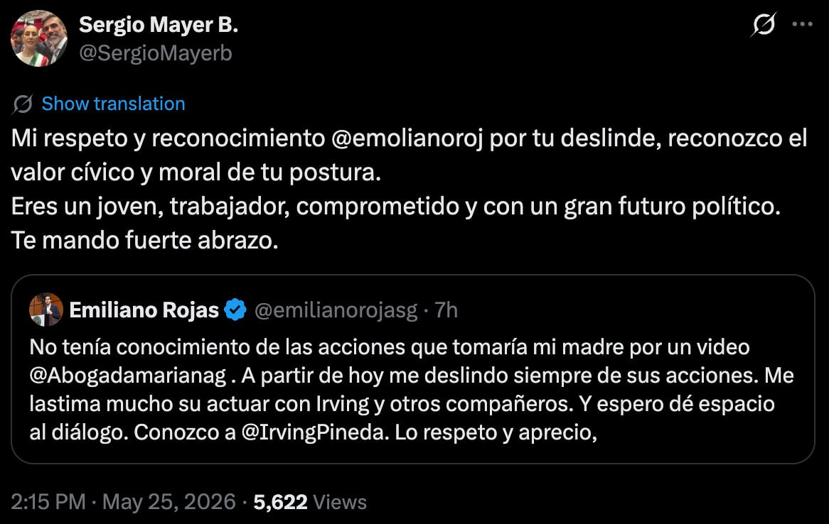 Monreal condena denuncia contra Sergio Mayer y cuatro periodistas