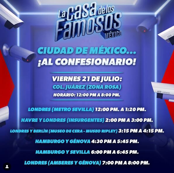 Estas son las ubicaciones y horarios para El confesionario de La Casa de los Famosos México