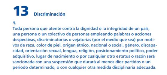 Reglamento de FIFA sobre la discriminación