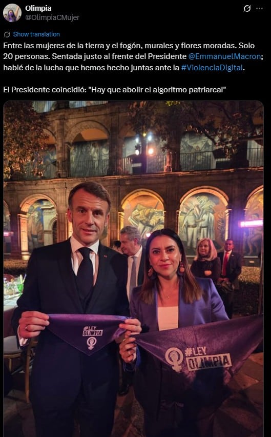 Olimpia Coral y Emmanuel Macron