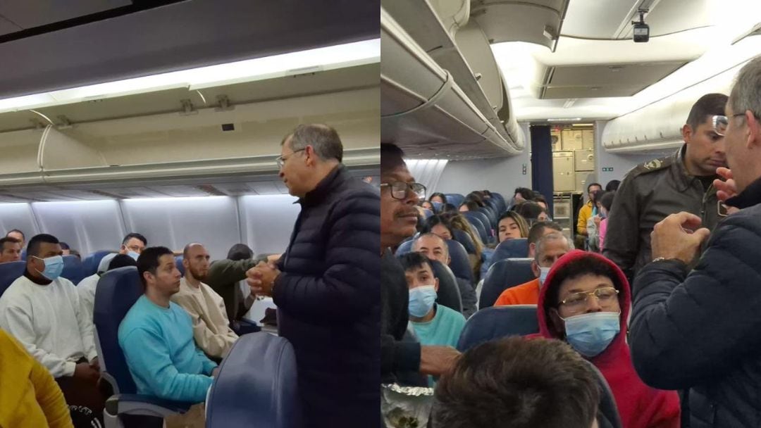 Gustavo Petro presume a avión de migrantes colombianos deportados de Estados Unidos no esposados tras choque con Donald Trump