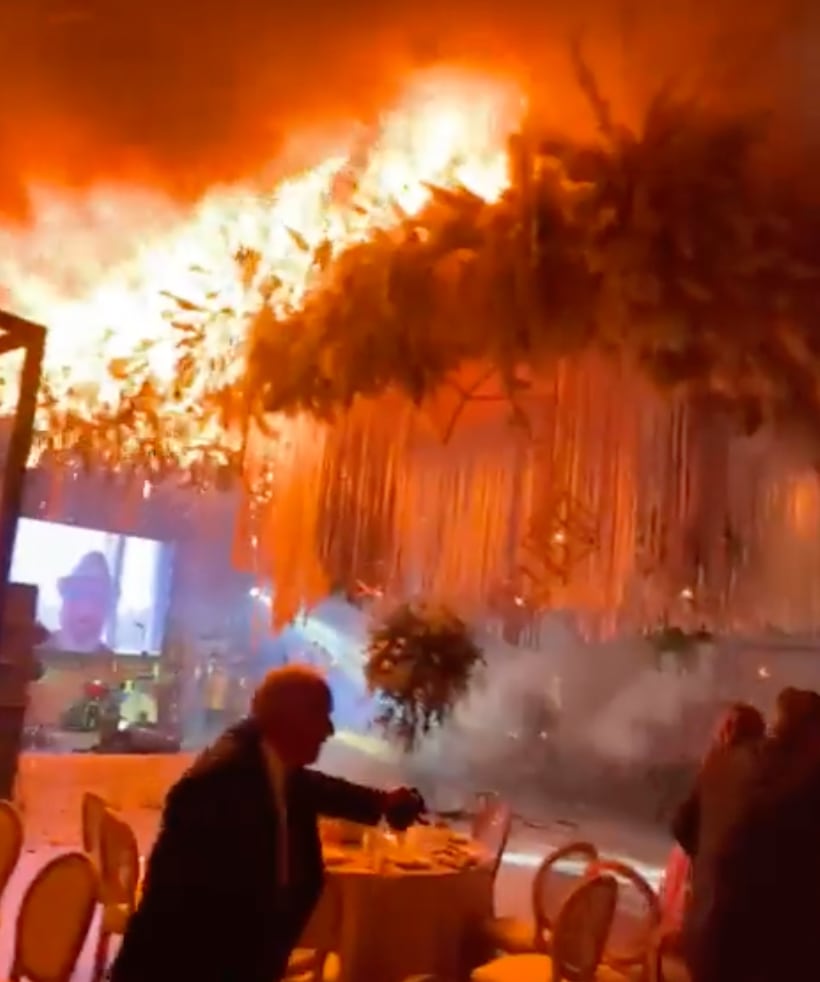 Pirotecnia causa incendio en una boda