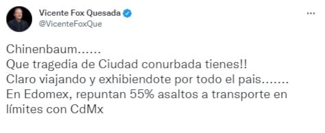 Tuit de Vicente Fox