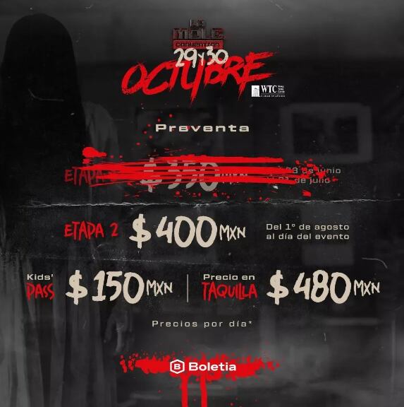 Costo de las entradas a La Mole Horror Edition