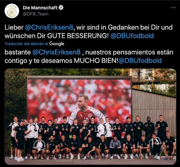 Alemania mandó un mensaje para Eriksen