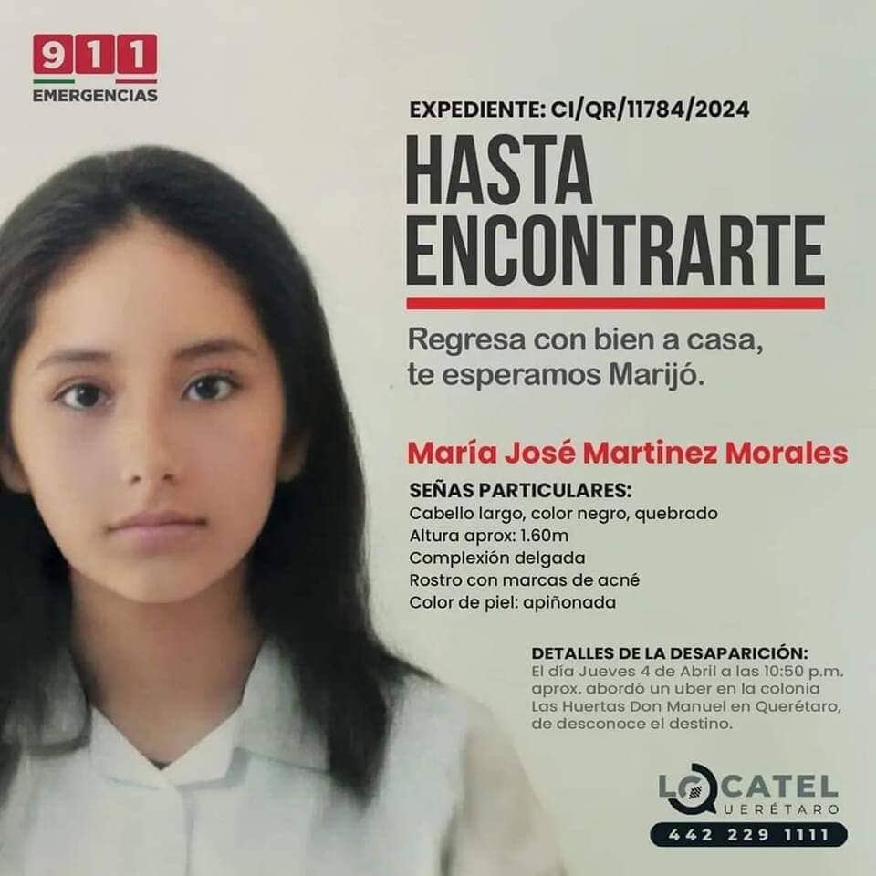 María José Martínez Morales es buscada por desaparición en Querétaro