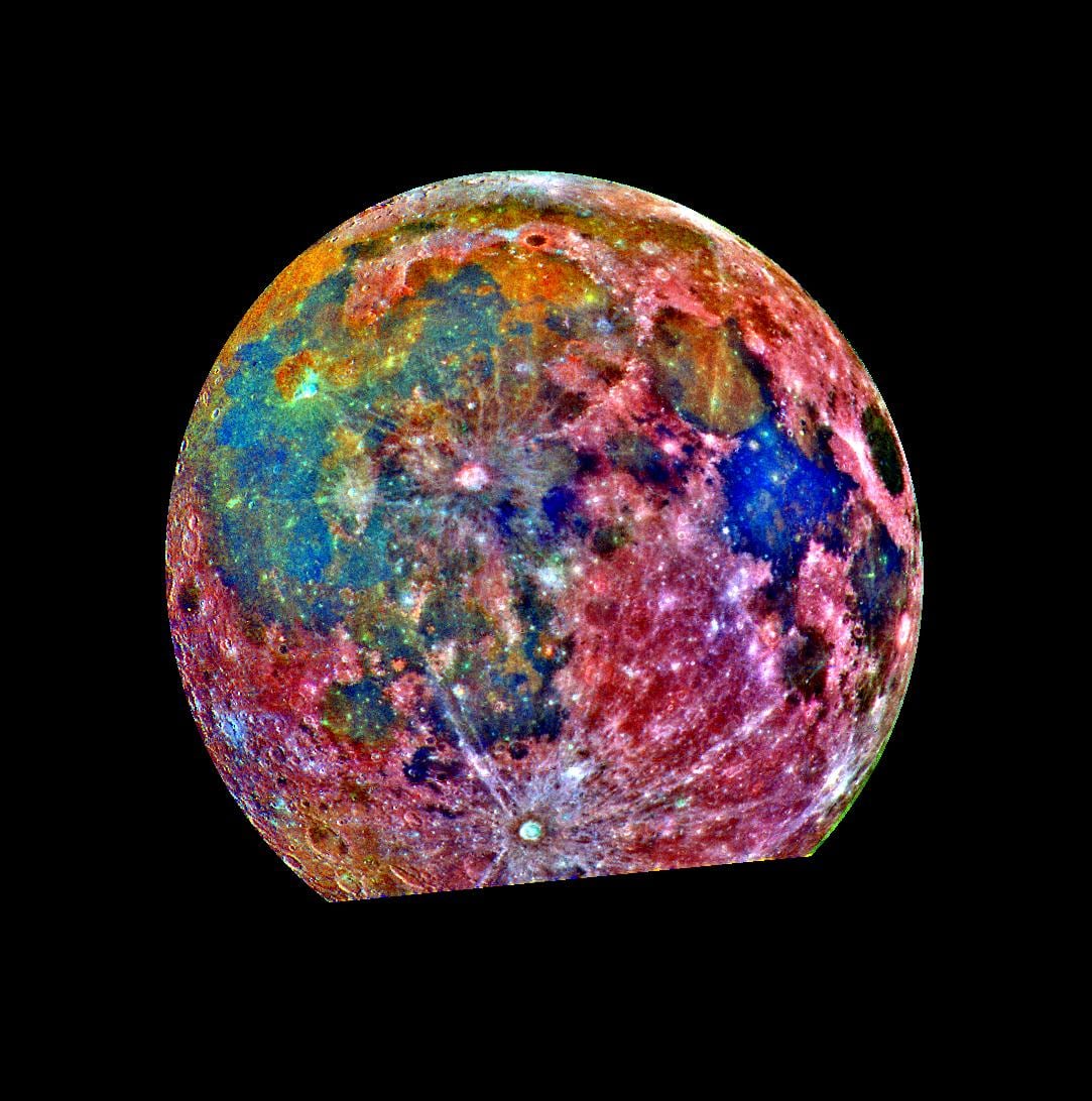 Imágenes de la Luna en falso color de la NASA