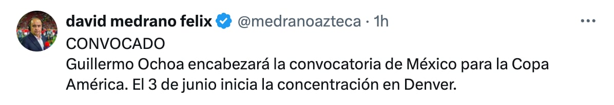 David Medrano sobre la convocatoria de Memo Ochoa a Selección Mexicana.