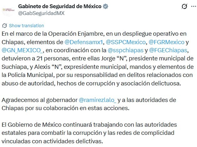 Operación Enjambre: Harfuch confirma detención de Jorge Lara y Alexis Nucamendi