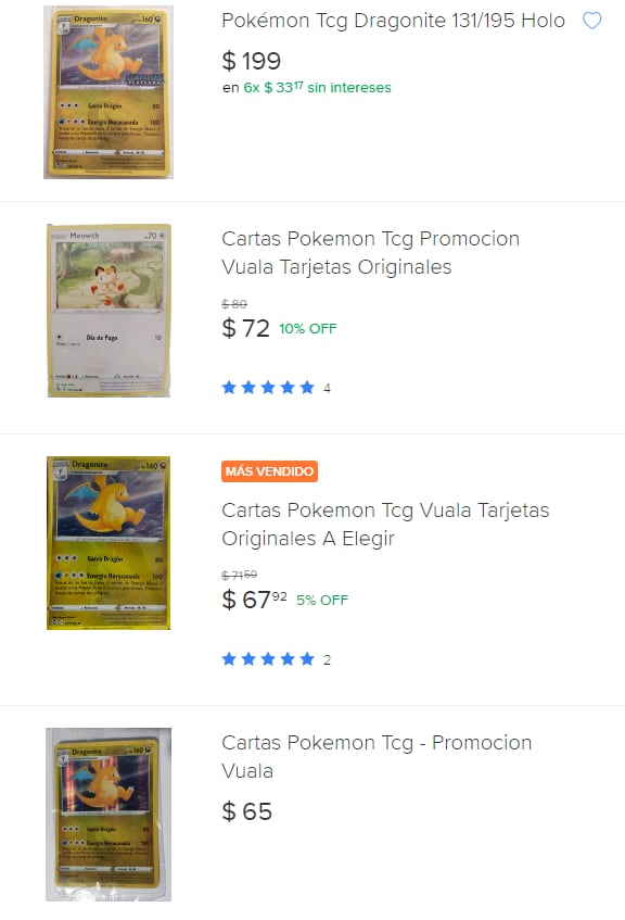 Pokémon Vualá carta de Dragonite
